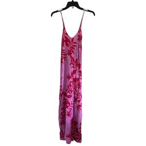 Old Navy Leaf Print Pink and Red  Size Medium Sleeveless Maxi Dress